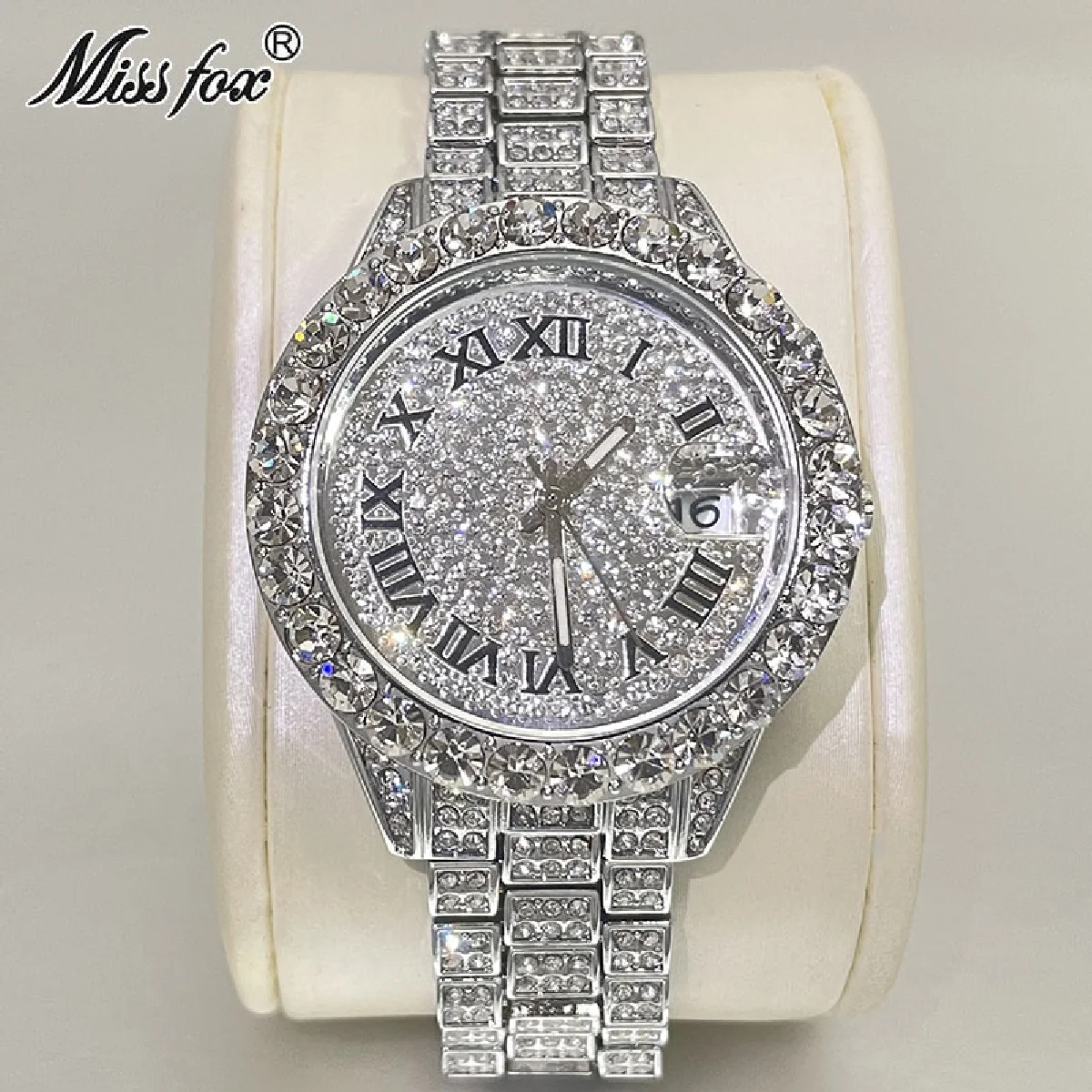

New Luxury Sliver Womens Watches DIamond Fashion Wristwatch Waterproof Automatic Date Jewelry Clocks Lady Gift Free shipping