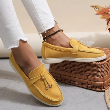 Women's Fashion Flat Casual Shoes Faux Suede Elegant Loafers Design Breathable Slip on Shoes Autumn Casual Business Women Shoes 1
