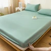 Waterproof Fitted Sheet Queen Size Mattress Cover Solid Color Fit Sheet With Elastic Band Bedsheet 90x200 160x200 Bed Cover 3