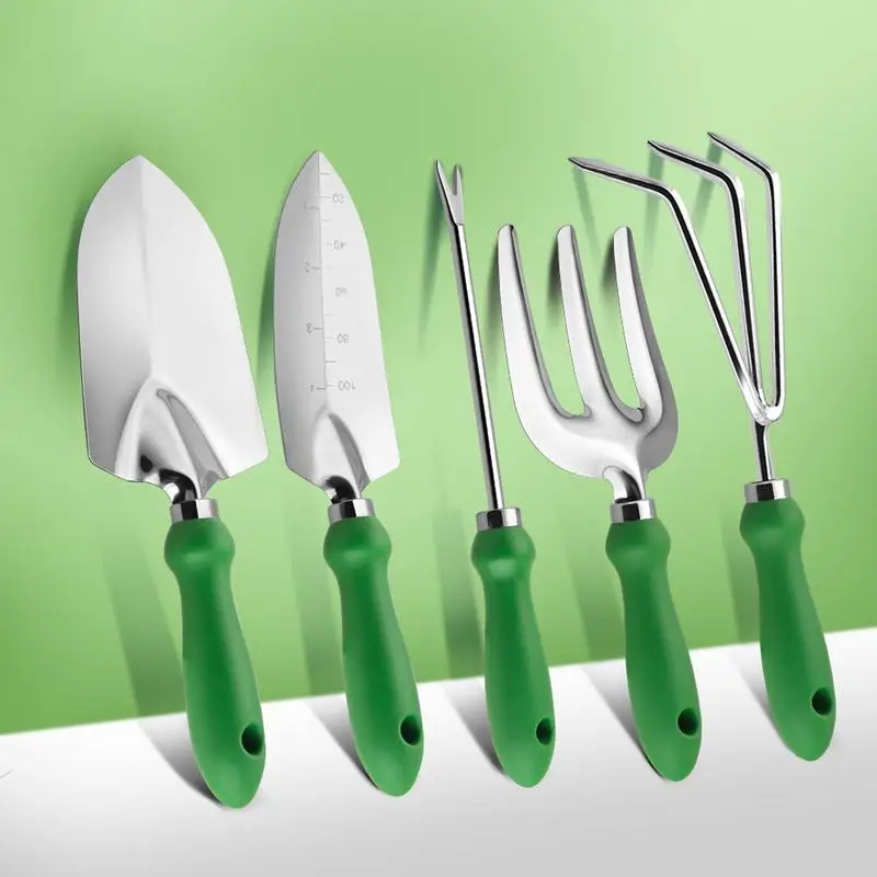 Gardening Tools For Women Ergonomic Handle Succulent Tools Garden Tool Sets Rake Shovel 5pcs Heavy Duty Multifunctional