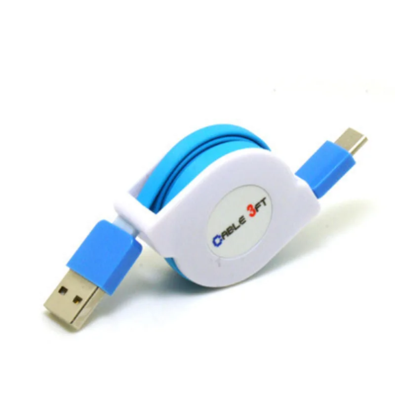 USB 2.0 to Type-C Retractable Portable Cable - Flat Design