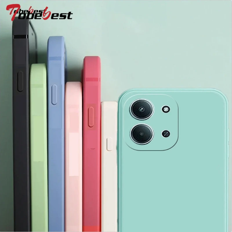 Stylish Square Frame Silicone Phone Case - Matte Soft Back Cover