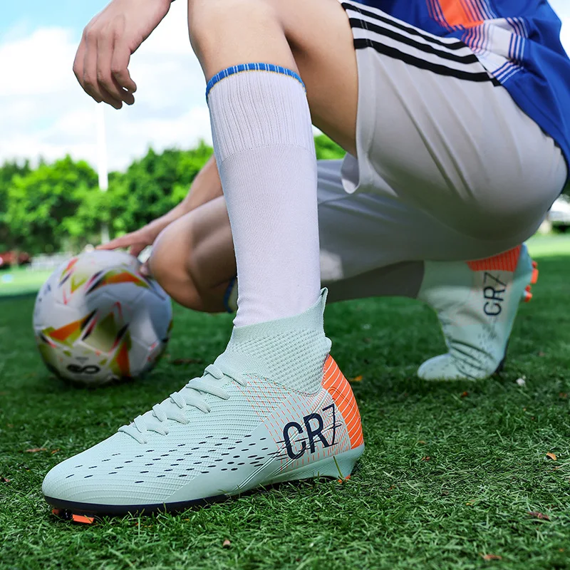 Enhanced Breathable Youth Football Shoes with Color Block Design