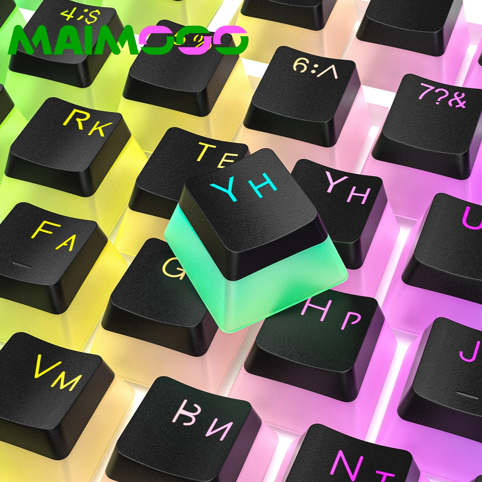 Maimooo-pudim Keycaps Teclados Mecânicos Luz Traseira Transparente Pbt Oem Russo Branco Rosa Preto 87 104 108 Iso - Imagem 2