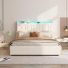 Queen Size Lift Up Storage Bed Frame with Adjustable Headboard, Charging Station, LED Lights, Wood Slats, Noise-Free 3