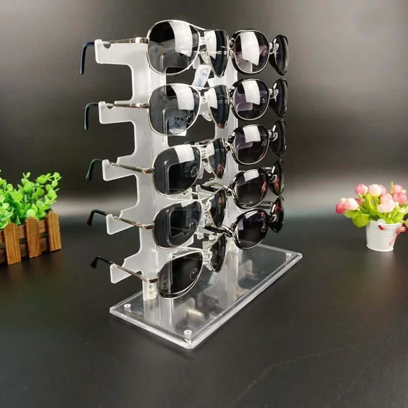 Two Row Sunglasses Rack 10 Pairs Glasses Holder Display Stand Transparent R9JE 3