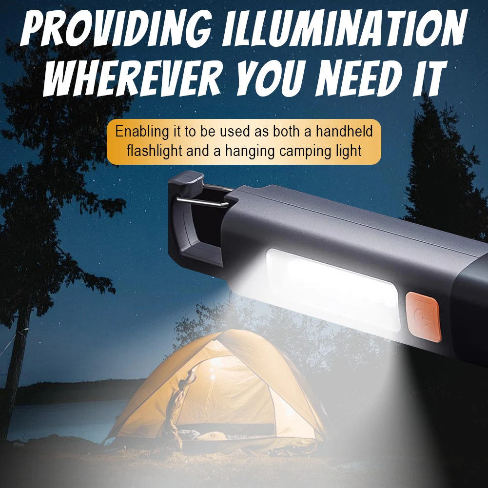 Super Bright Flashlight with Hook Camping Powerful Flashlight USB Charging Zoomable Emergency Lantern 800mAh for Power Outages