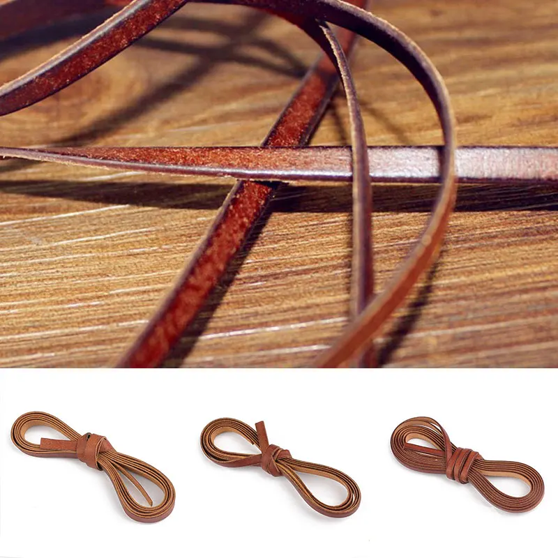 Flat Genuine Leather Cords 1meters 3/5/8/10mm Cow Leather for Bracelet Jewelry Making Findings leather cord