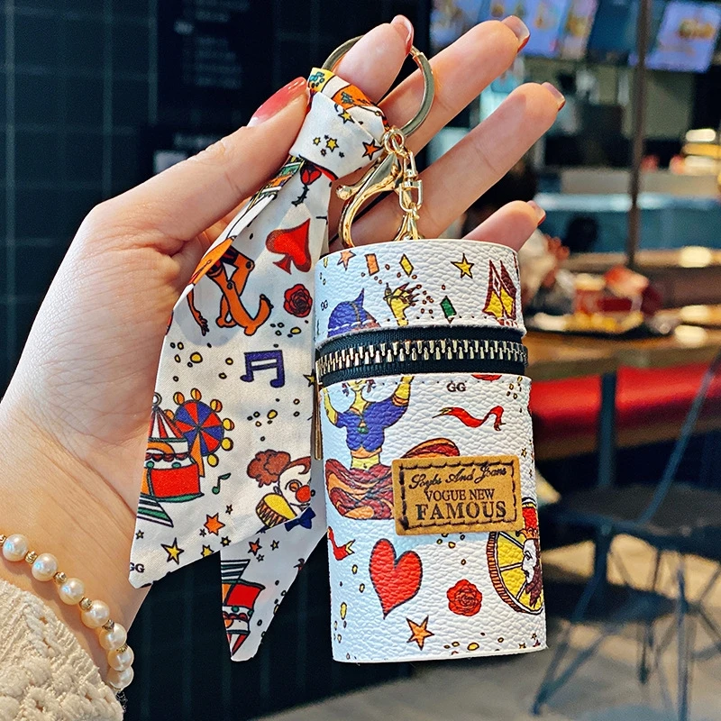 

Women’s Special Printing Lipstick Bag Leather Luxury Leather Bucket Cute Coin Purse Bag’s decoration