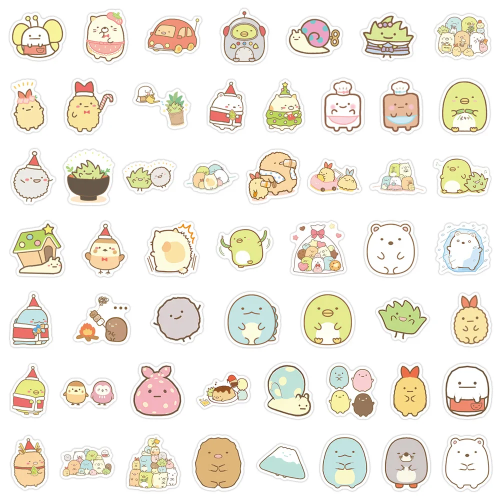 100PCS Sumikkogurashi 스티커 낙서 스티커 DIY 일기 전화 케이스 수제 스크랩북 미적 스티커