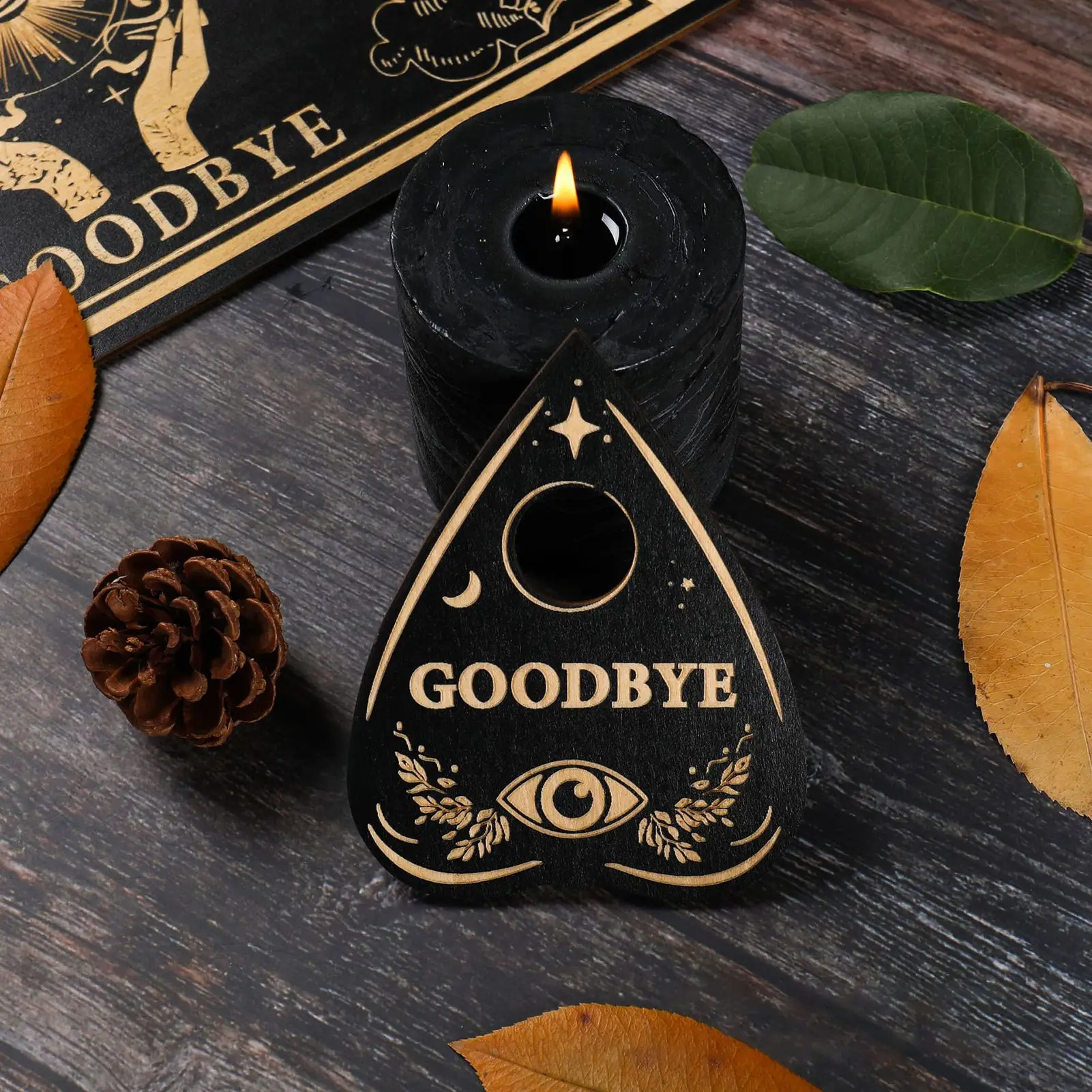 Pendulum Board Wooden Divination Pendulum Board Engraved Magic Board Ouija Metaphysical Message Witch's Pendulum Board Ornament 12in