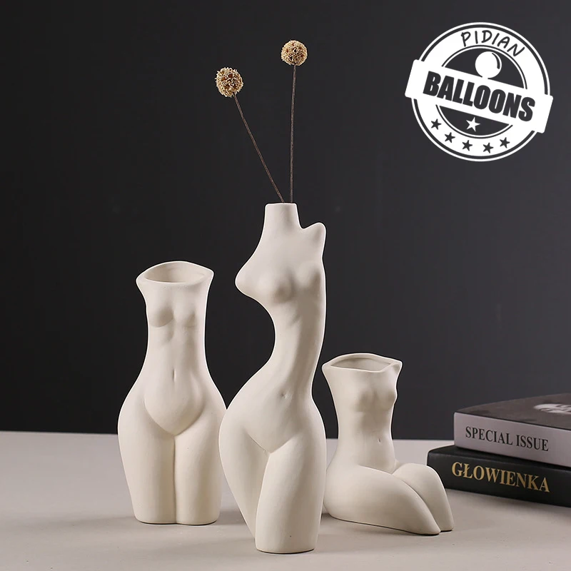 

Handmade Household Ornaments Ins Human Body Plastic Art Vase Nordic Household Decoration Ceramic Vase Sculpture White Porcelain