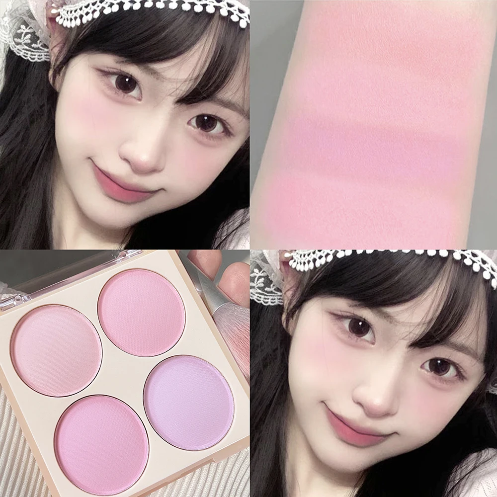 Vibrant Girl Ice Cream Four-Color Blush Brightening Natural Bare Makeup Effect Pigmented Matte Fine Texture