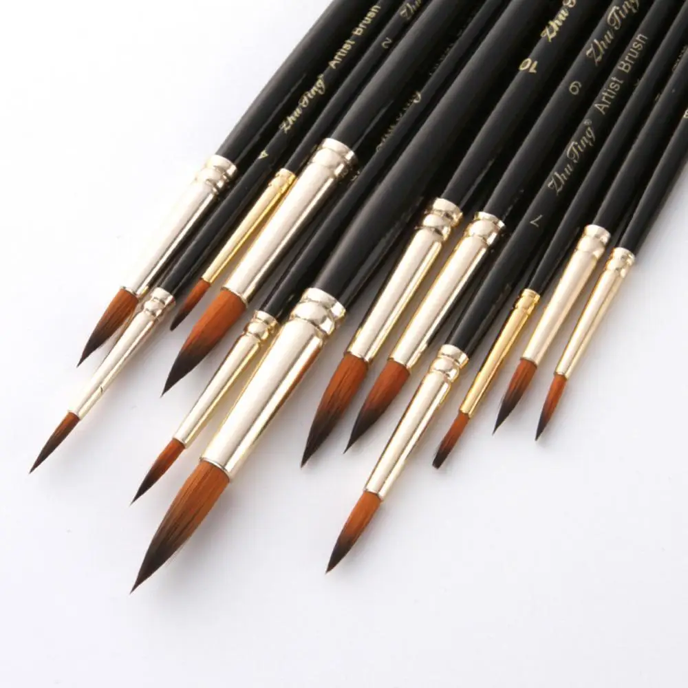 12 Pcs/Set Professional Artist Paint Brush Acrylic Watercolor Oil Painting Tool Volume For Detail Essential Props Painting Art