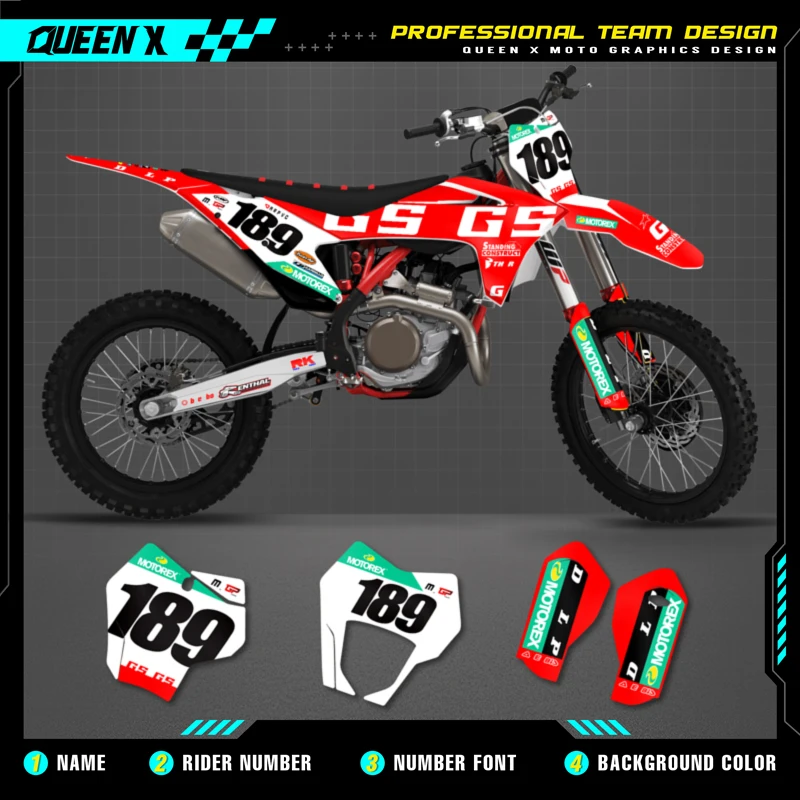 

QUEEN X MOTOR Custom Team Graphics Backgrounds Decals For 3M Stickers Kit For GASGAS 2021 2022 2023 EC MC 6