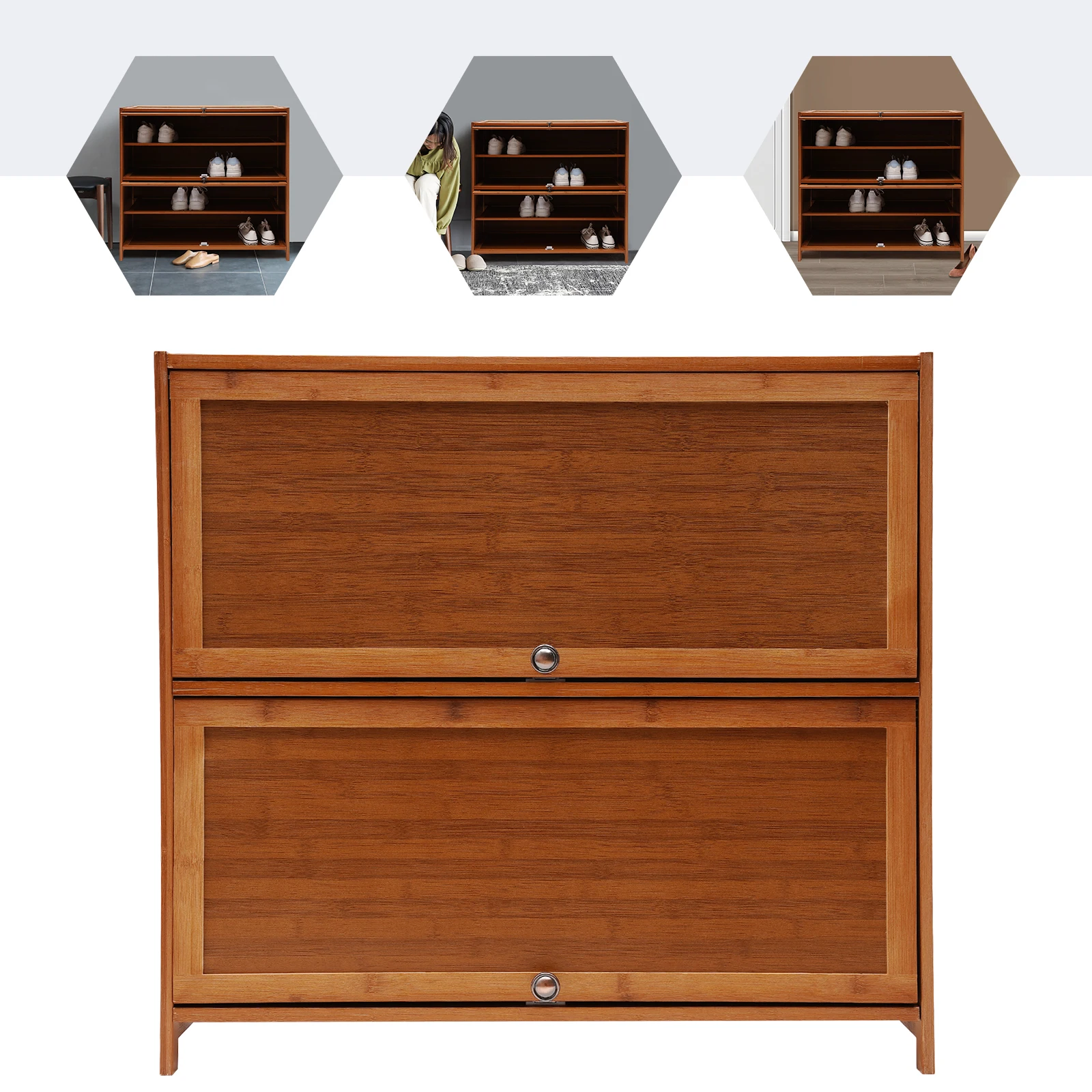 4-Tier Bamboo Shoe Rack Cabinet Wooden Shelf Stand Storage Shoes Organizer shoe rack
