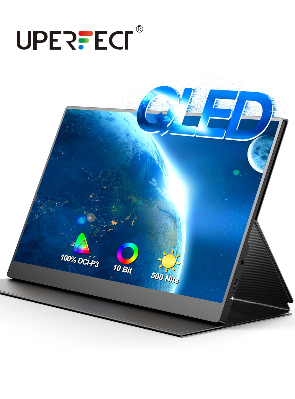 

Портативный монитор UPERFECT QLED, 15,6 дюйма, 10 бит, 100% нит, USB C FHD 500x1920, безрамочный ультраширокий расширенный экран