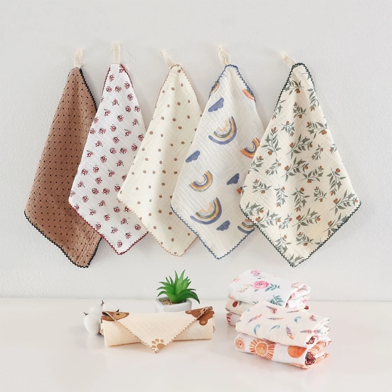 Baby Washcloths Muslin Cotton Towel Soft Baby Muslin Cloths Wipes Bibs G99C