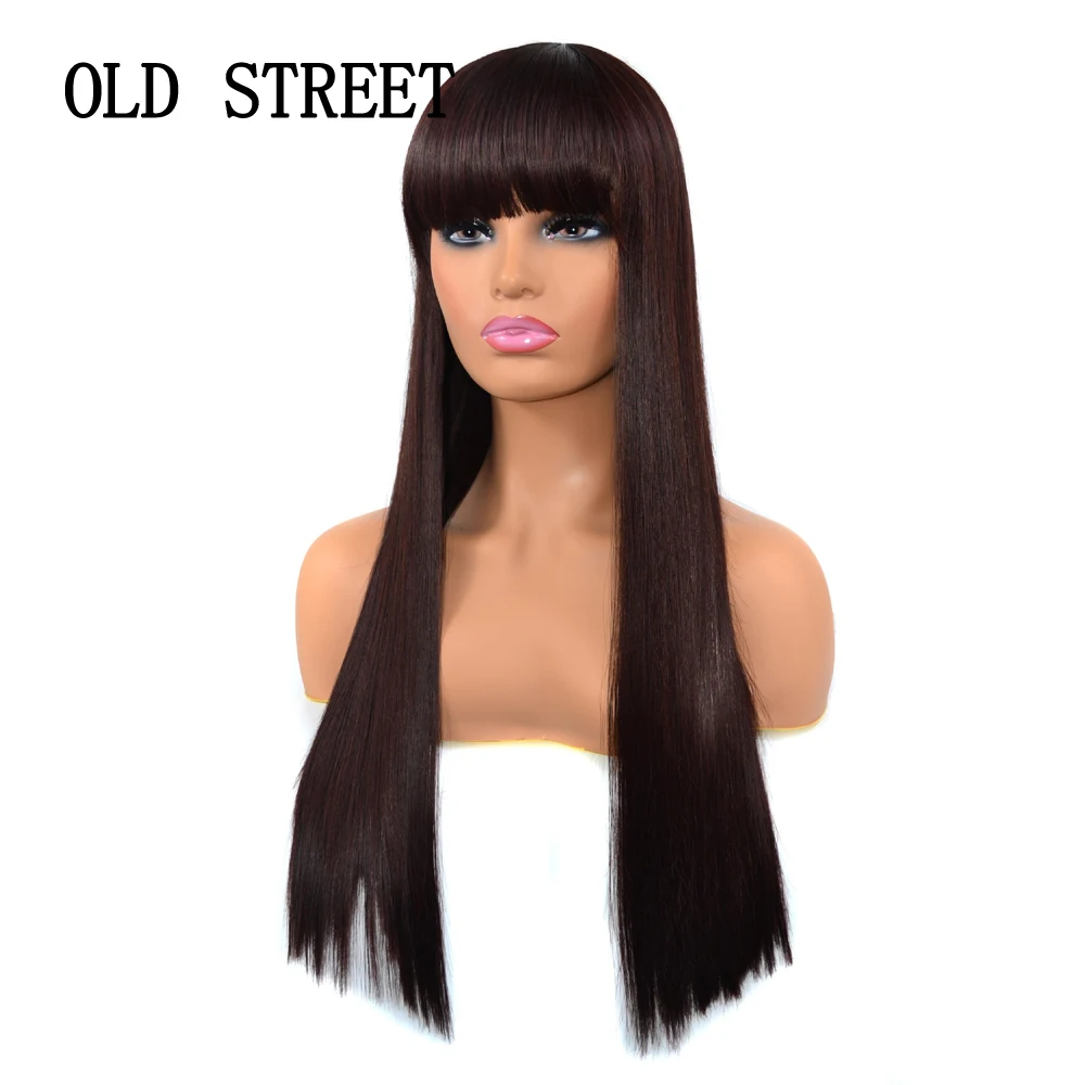 

Synthetic Hair Wig With Bangs Daily Party Natural Cosplay Heat Resistant Fake Hair Long Black Straight Wigs For Women
