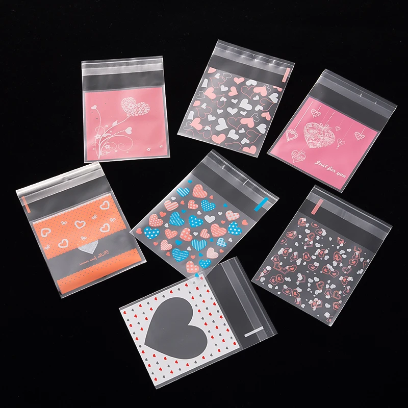 100 Stück Kunststoff transparente Süßigkeiten Kekse Geschenke Taschen DIY selbstklebende Beutel Schmuck Verpackung Hochzeit Geburtstag kleine Unternehmen – Detail 2