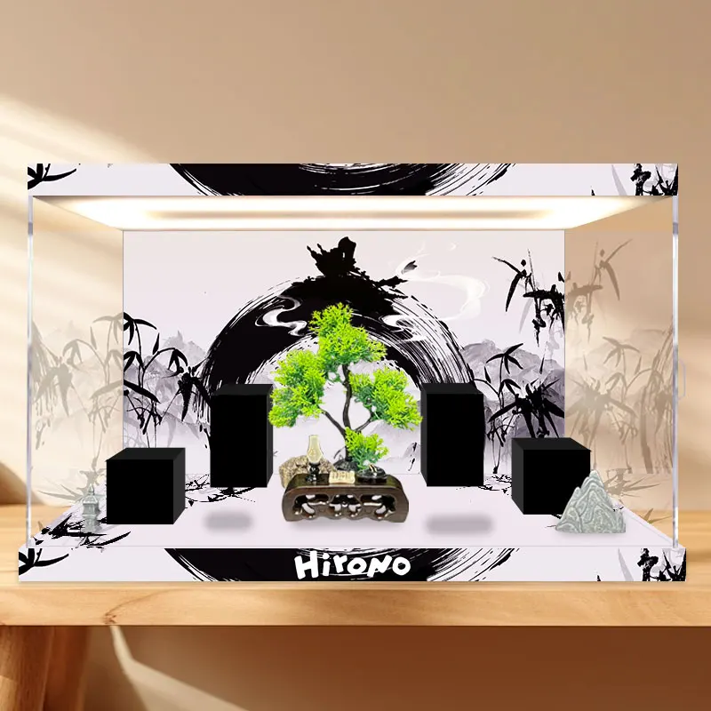 Acrylic Display Case Dustproof Storage Box for Figurines Collectibles Hirono X CLOT Series Small Wild Bubble Home Decor