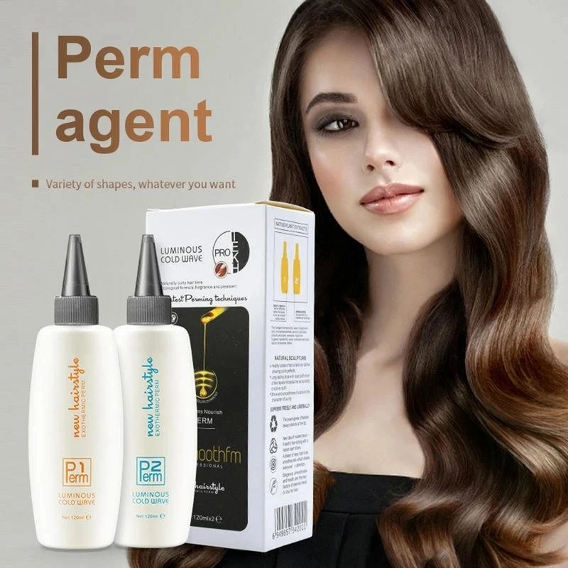 120ml*2Pcs Cold Perm Liquid Quick Perm Hair Cream Curl Fluffy Hair Salon Professional Positioning Tasteless Electric Hair Lotion