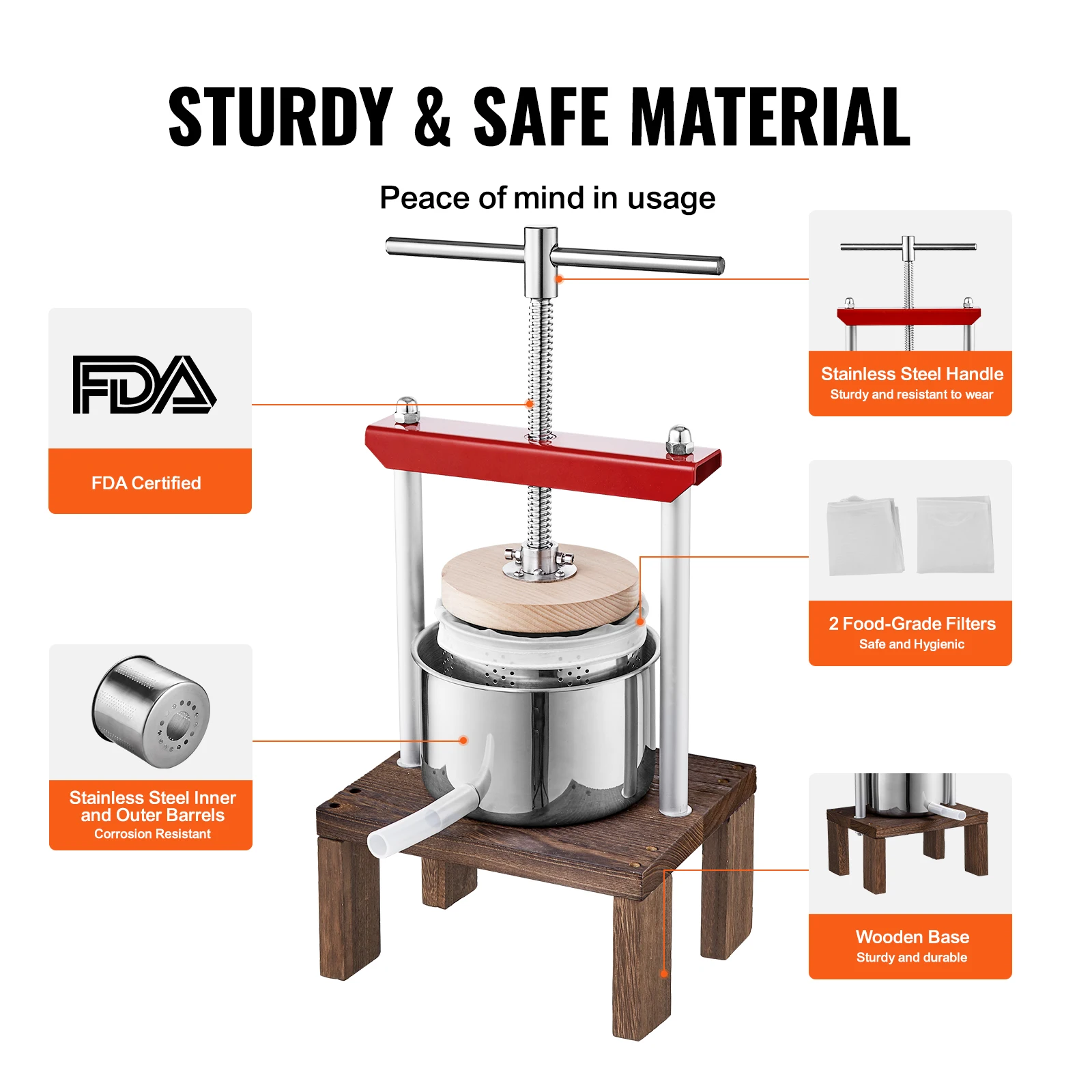 Manual juicer 2L Orange Juicer Extractor Stainless Steel Household Manual Squeezer Fruit Tincture Wine Olive Pressing Kitchen Machine manual juicer