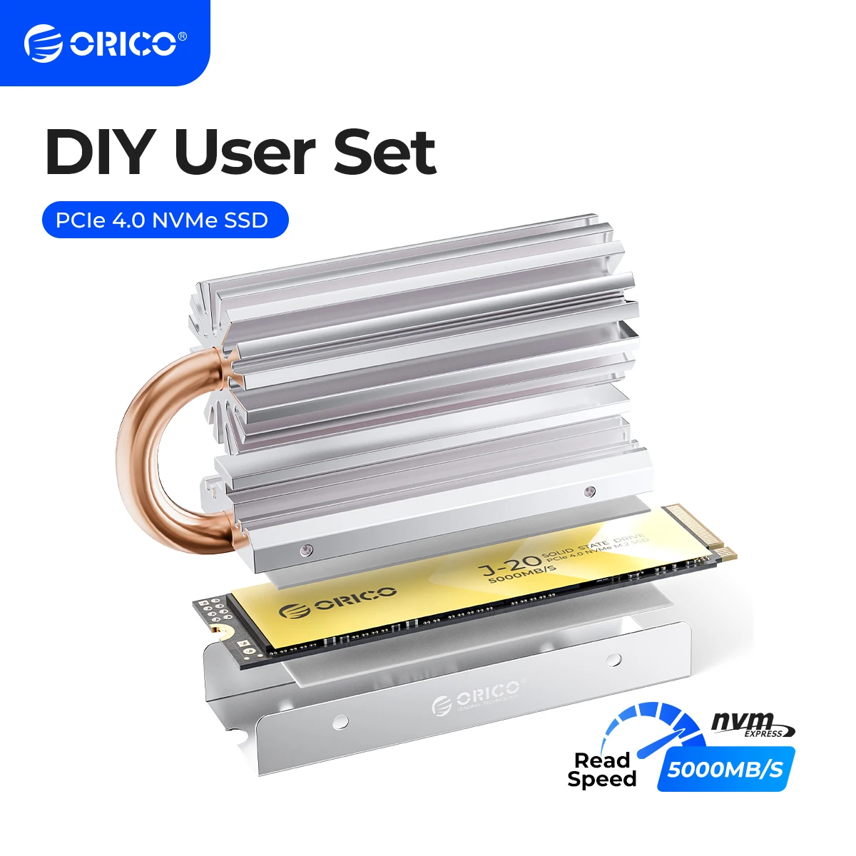 

ORICO 5000 Мб/с M2 NVMe PCIe 4,0 Gen4 x4 SSD с алюминиевым радиатором Cooler сильный теплоотвод дизайн для DIY пользовательского ноутбука