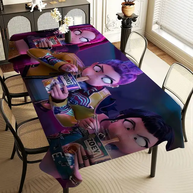 Kpop d-démon chasseurs Polyester nappe imperméable Table de chevet anti-poussière tissu décoratif salon café nappe 4