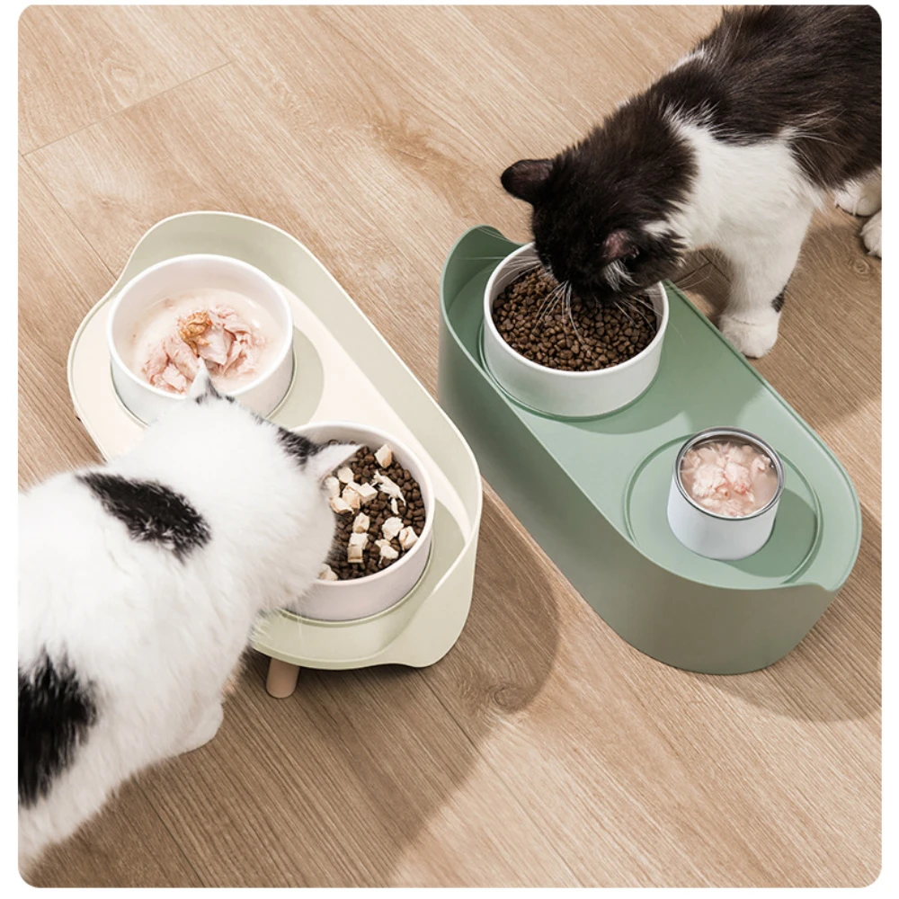 

Double Bowl Dog Cat Food Bowl Protects Cervical Spine from Overturning and External Splash Food Bowl Cat Water Bowl Supplies
