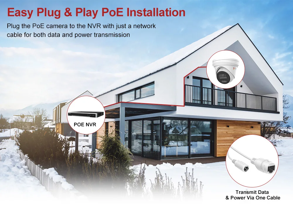 Easy plug and play outdoor surveillance camera installation.