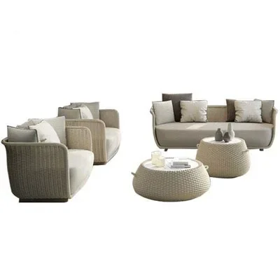 

Outdoor Rattan Sofa Waterproof Sunscreen Table And Chair Combination Villa Courtyard Simple Leisure Furniture