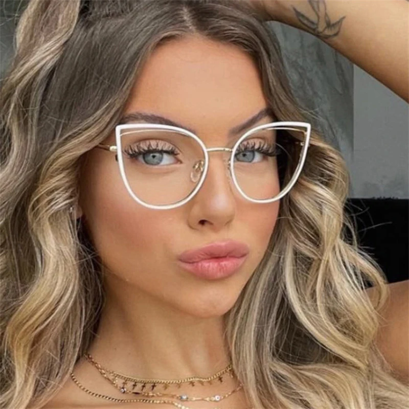 Neue Leoparden-Brille mit Blaulichtfilter und Weitsichtkorrektur für Damen, Metallrahmen, Katzenaugen-Design, photochromatisch, verschreibungspflichtig, Computerbrille