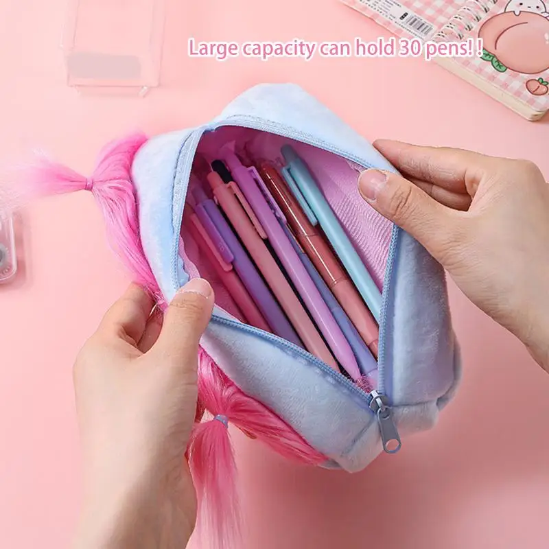 흥미로운 대장 펜 가방 추악한 인형 플러시 장난감 큰 눈 몬스터 소녀 하트 편지지 보관