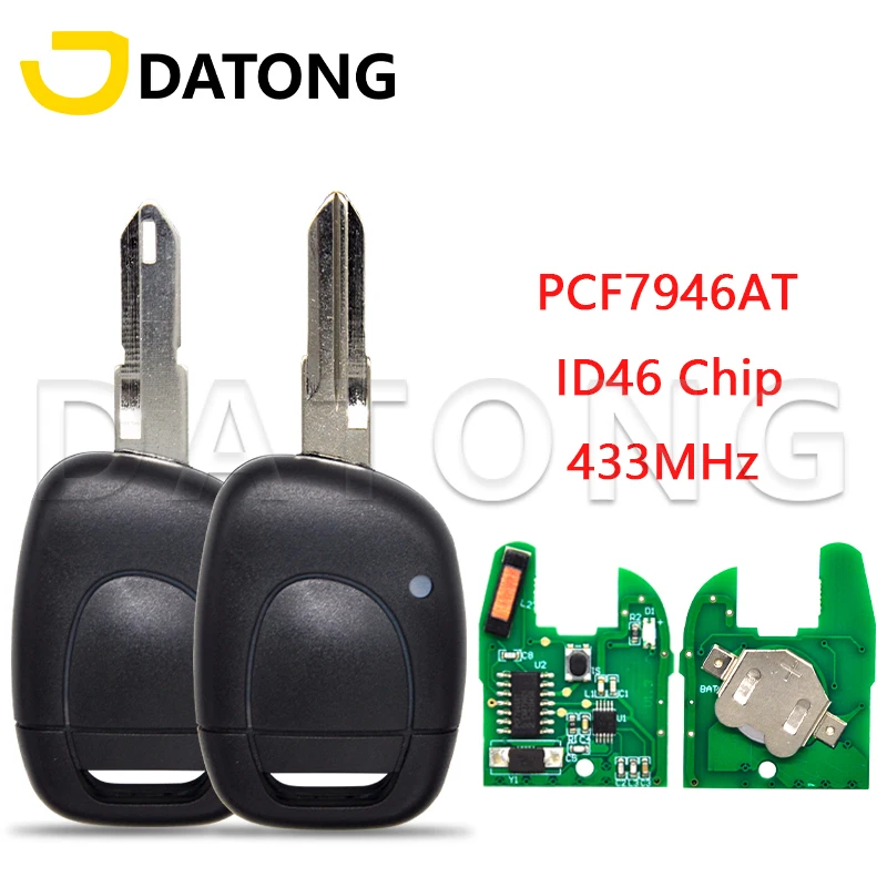 Datong World Remote Control Car Key For Renault Master Kangoo Clio Twingo 434 Mhz PCF7946 Chip VAC102 Auto Smart Key Blank