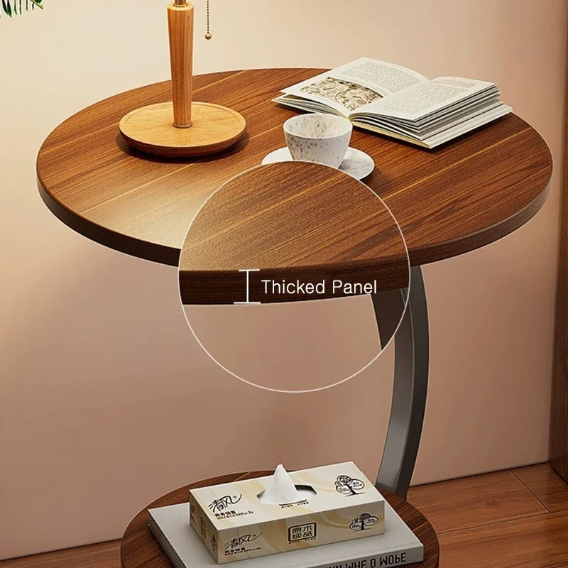 Two Layers Small Side Table For Spaces, Storage Rack, End Mdf+metal, S Living Room Modern Balcony
