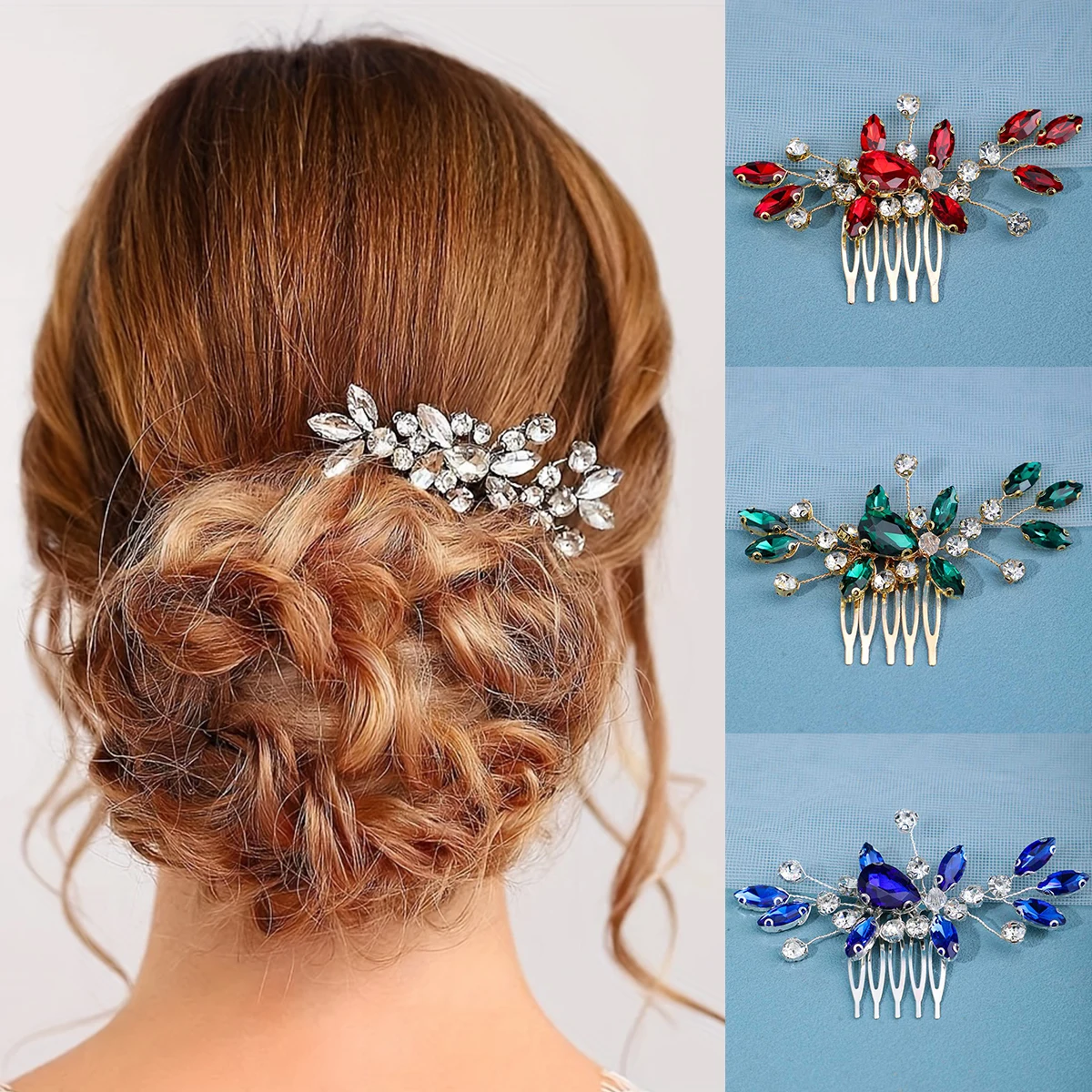 Fashion Silver Gold Color Hair Combs For Women Bride Handmade Crystal Rhinestone Princess Hairband Wedding Hair Accessories