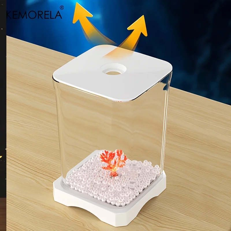 Fish Aquarium KEMORELA Acrylic Betta Fish Tank High Transparency Feeding Hole Desktop Fish Bowl Removable Small Landscape Tank