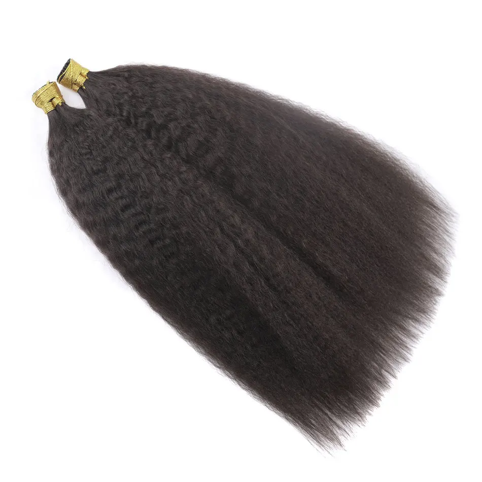 Hair Extensions Kinky Straight I Tip Hair Extensions Remy Mongolian Hair For Women Brown Blonde Natural Black ITip Microlinks For Salon