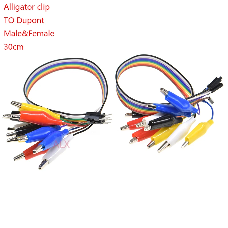 Alligator Clips TO DUPONT WIRE MALE/FEMALE PLUG 30CM Crocodile Wire Jumper cable Test Lead For Arduino Raspberry pi Makey