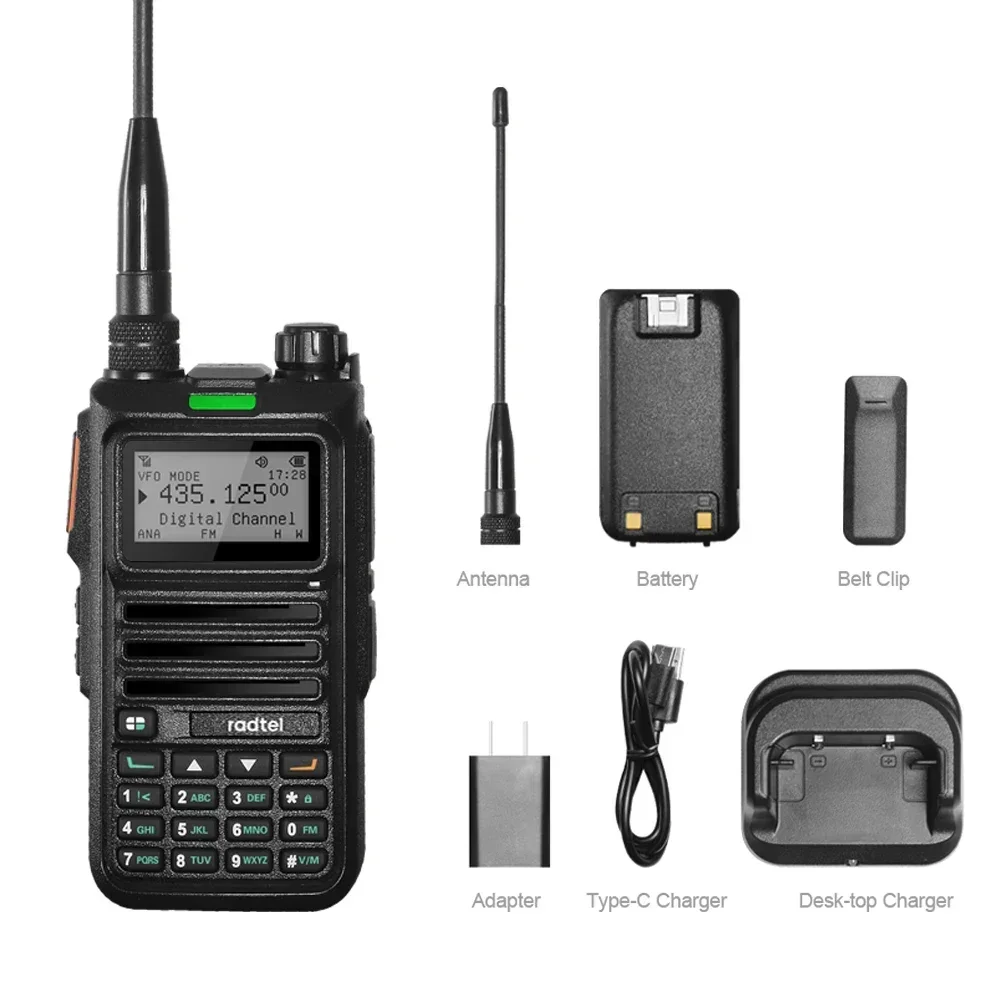 Radtel RT-4D DMR Radio Digital Walkie Talkie Dual Mode Analog Two Way Radio Dual Time Slot Ham Radio 1024 Channels 6