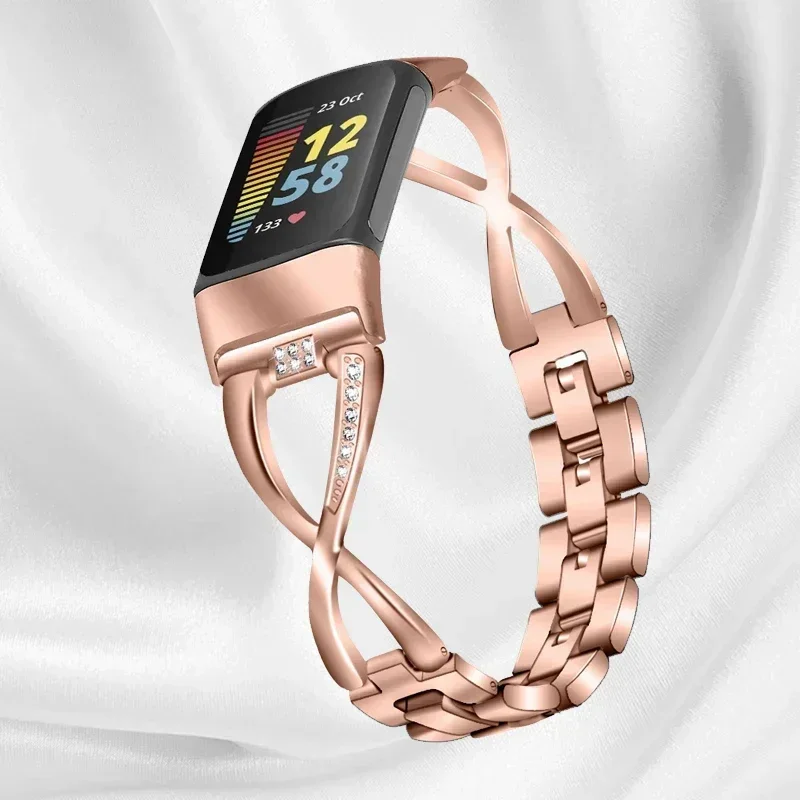 Elegant Diamond Zinc Alloy Wristband for Smart Watches - Premium Metal Strap Bracelet
