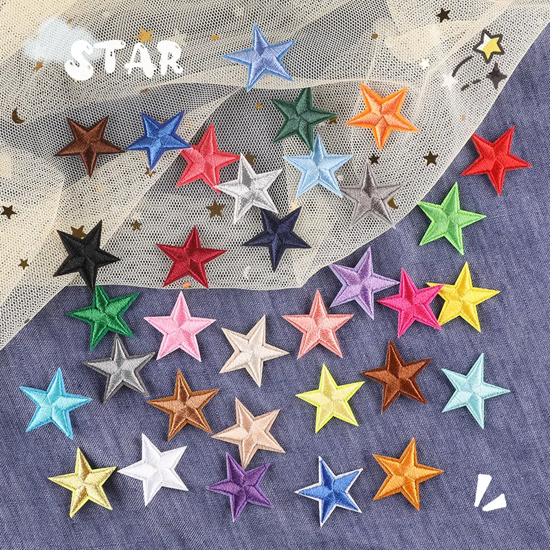 10 Toppe Ricamate A Stella | Ferro O Cucito | Oro, Argento, Rosso, Blu, Nero | Per Vestiti E Fai Da Te