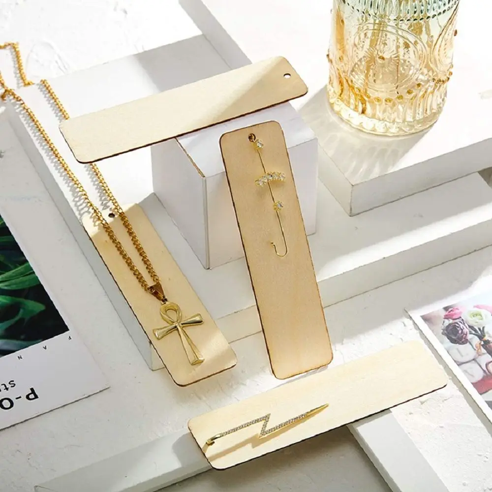 Wooden Bookmark With Rope 10PCS Blank DIY Handmade Craft Unfinished Labels Indexes School Office Desk Supplies