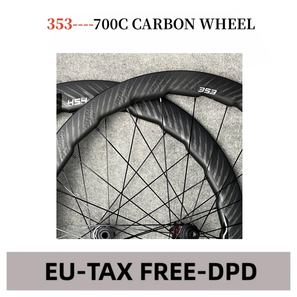 

353/454 700c Carbon Road Bike Wheels Bicycle Wheelset Disc Brake 25*45mm/58mm Clincher Tubeless Wheel Glossy Matte DPD XDB UPS