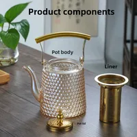 Théière en verre borosilicaté avec poignée en cuivre, pot japonais avec marteau, grande capacité, grand trou, ciel, rétro, bouillante 3