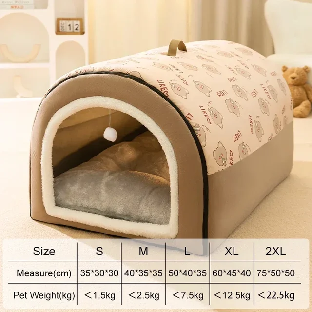 Warm Dog House Detachable Pet Sleeping Bed for Small Medium Dogs Cats Soft Non-slip Dog Kennel Puppy Kitten Nest Pet Supplies 6