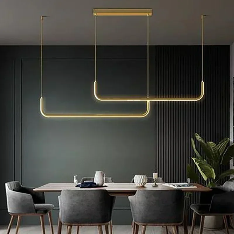 Modern LED Strip Chandelier Light Restaurant Kitchen Decor Ceiling Gold Hanging Pendants Living Room Lighting led chandelier,ceiling chandelier