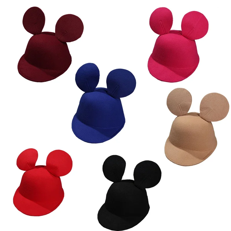 Disney Cartoon Mickey Solid Color Children Hat Cute Big Ears Classic Minnie Hat Fashion Baseball Kids Boys Unisex Headgear Cap
