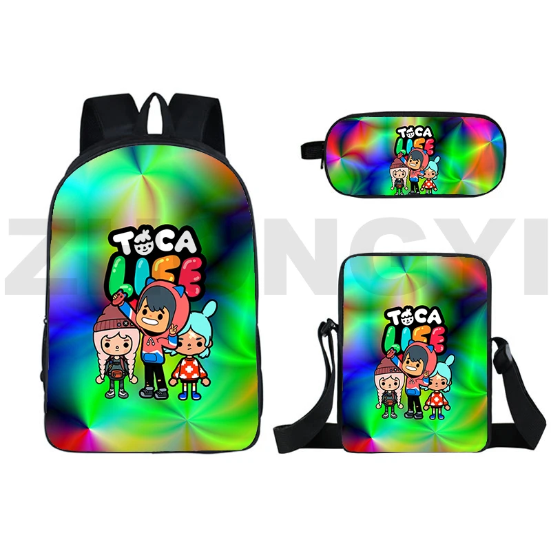 Kawaii Cartoon Toca Life World 3D Backpack Toca Boca Game Big School Bags  for Girls 3 Set Waterproof Canvas Daily Bags for Women| | - AliExpress